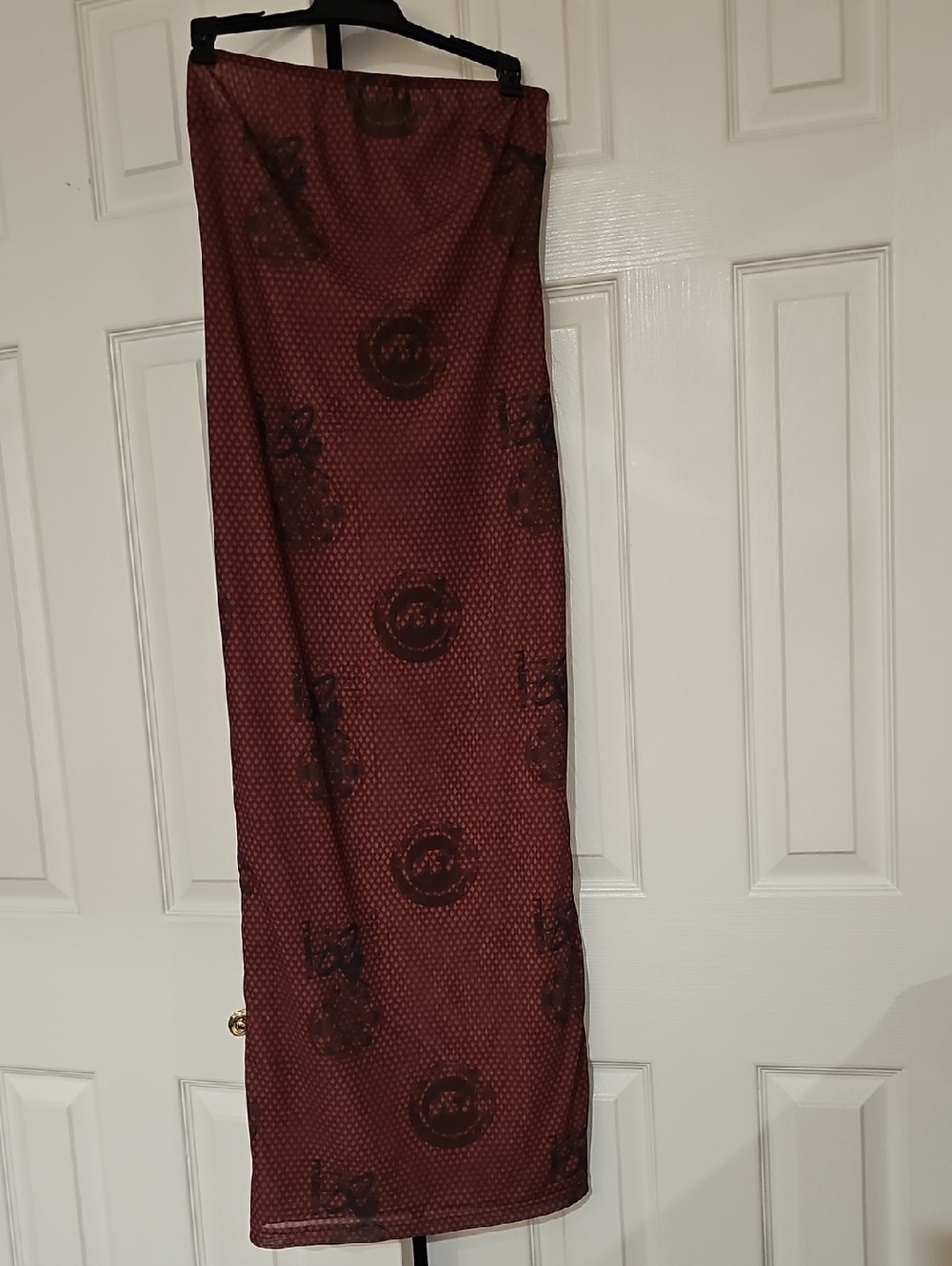 00Miaou Rust and Black Textured Strapless Dress
